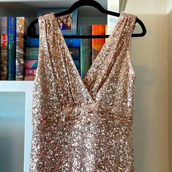 Badgley Mischka Dresses Belle Badgley Mischka Rose Gold Sequin Gown